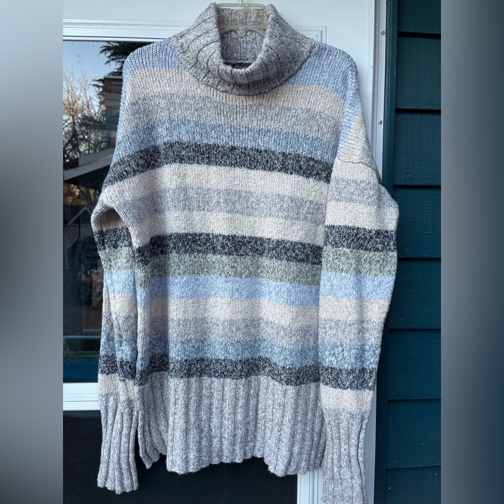 Eddie Bauer Multicolor Striped Turtleneck Sweater